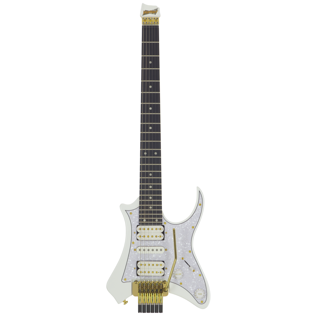 Vaibrant Deluxe Headless Electric Guitar - front - Frost White