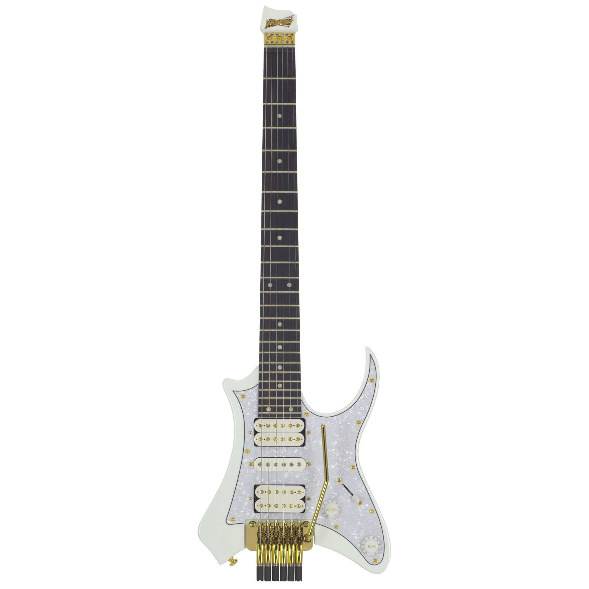 Vaibrant Deluxe Headless Electric Guitar - front - Frost White