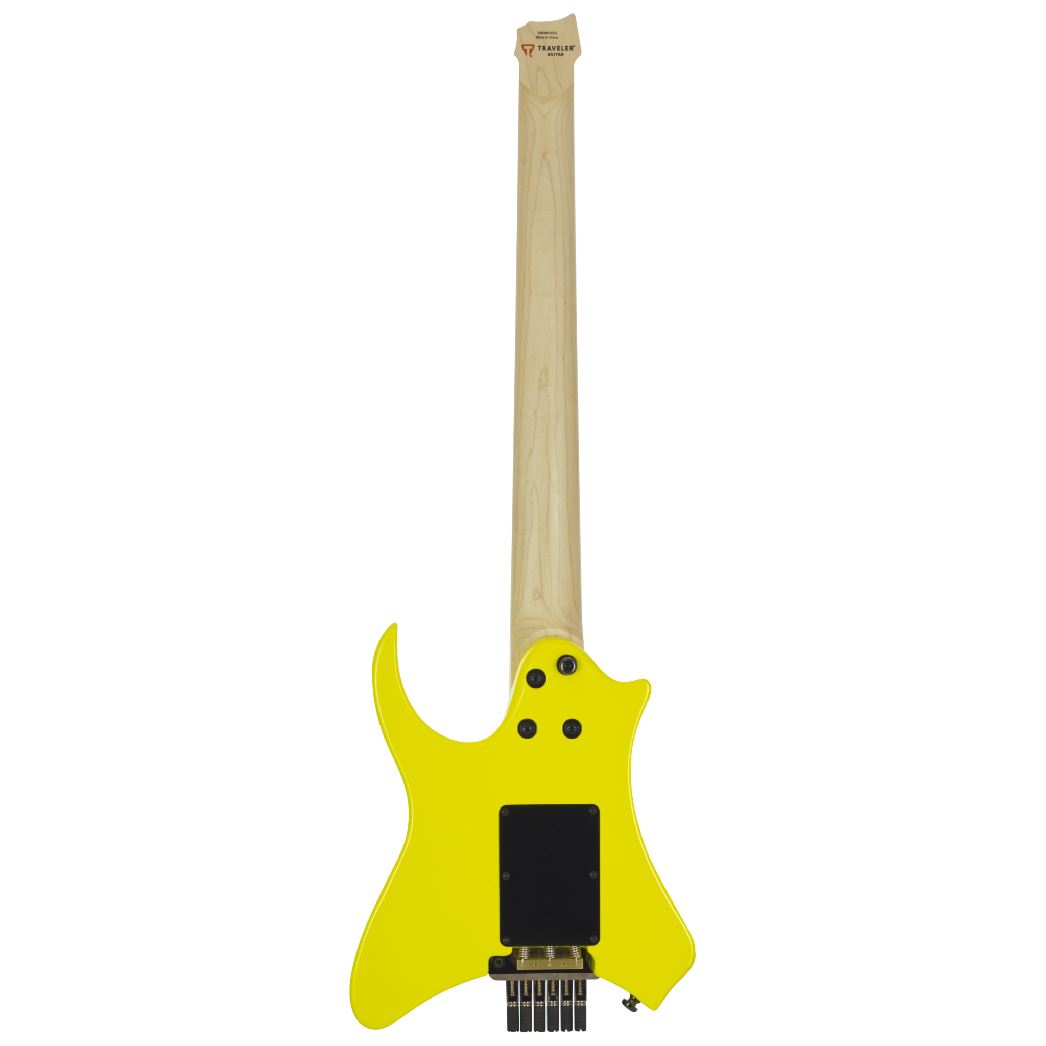 Vaibrant Deluxe Headless Electric Guitar - back - Electric Yellow