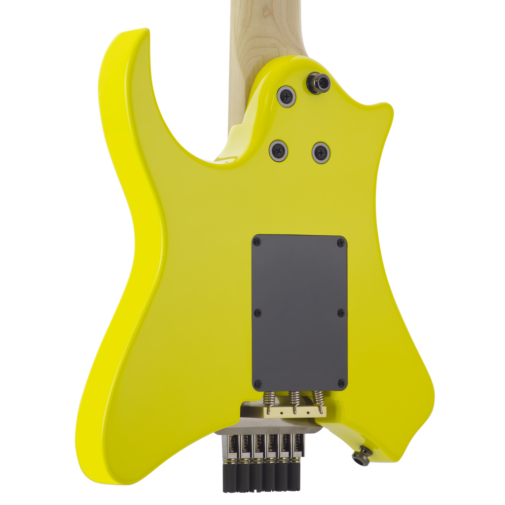 Vaibrant Deluxe Headless Electric Guitar - back detail - Electric Yellow