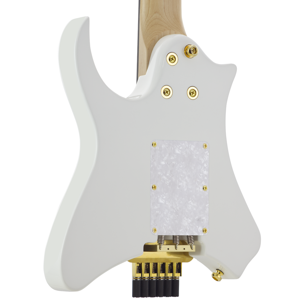 Vaibrant Deluxe Headless Electric Guitar - back detail - Frost White