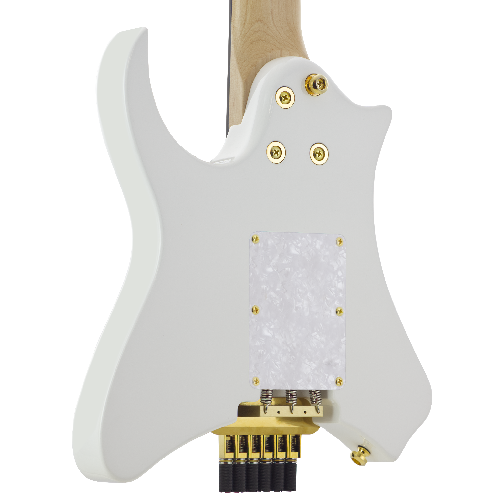 Vaibrant Deluxe Headless Electric Guitar - back detail - Frost White